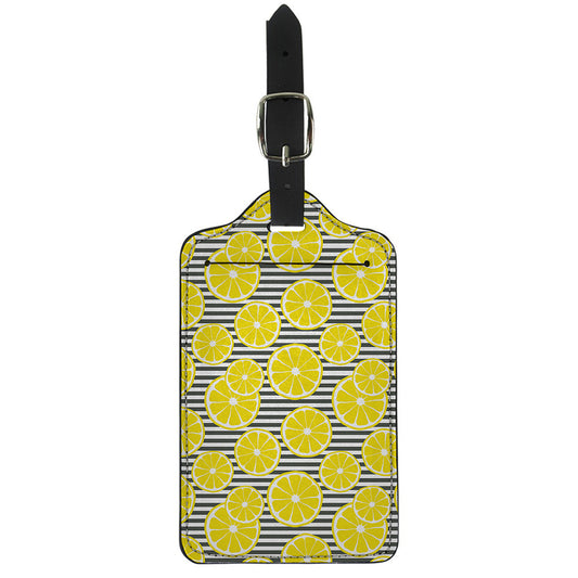 Lemon Striped Pattern Print Luggage Tag