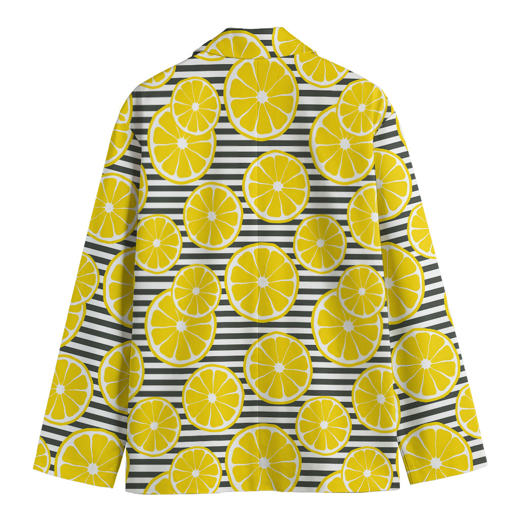 Lemon Striped Pattern Print Men's Blazer