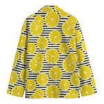 Lemon Striped Pattern Print Men's Blazer