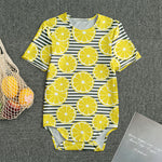 Lemon Striped Pattern Print Men's Bodysuit