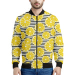 Lemon Striped Pattern Print Men's Bomber Jacket