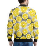 Lemon Striped Pattern Print Men's Bomber Jacket