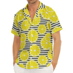 Lemon Striped Pattern Print Men's Deep V-Neck Shirt