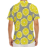 Lemon Striped Pattern Print Men's Deep V-Neck Shirt