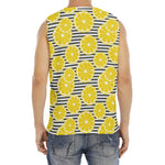 Lemon Striped Pattern Print Men's Fitness Tank Top