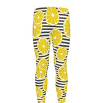 Lemon Striped Pattern Print Men's leggings