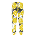 Lemon Striped Pattern Print Men's leggings