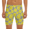 Lemon Striped Pattern Print Men's Long Boxer Briefs
