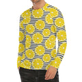 Lemon Striped Pattern Print Men's Long Sleeve Rash Guard