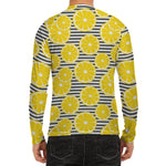 Lemon Striped Pattern Print Men's Long Sleeve Rash Guard