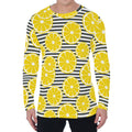 Lemon Striped Pattern Print Men's Long Sleeve T-Shirt