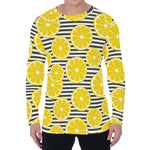 Lemon Striped Pattern Print Men's Long Sleeve T-Shirt
