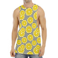 Lemon Striped Pattern Print Men's Muscle Tank Top