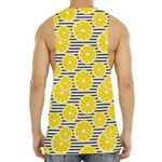 Lemon Striped Pattern Print Men's Muscle Tank Top