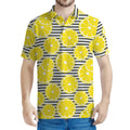 Lemon Striped Pattern Print Men's Polo Shirt