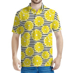 Lemon Striped Pattern Print Men's Polo Shirt