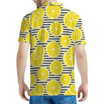 Lemon Striped Pattern Print Men's Polo Shirt
