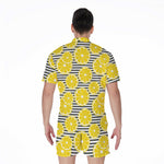 Lemon Striped Pattern Print Men's Rompers