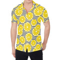 Lemon Striped Pattern Print Men's Shirt