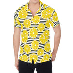 Lemon Striped Pattern Print Men's Shirt