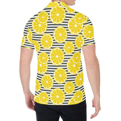 Lemon Striped Pattern Print Men's Shirt