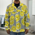Lemon Striped Pattern Print Men's Shirt Jacket