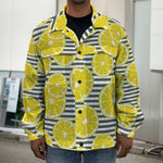 Lemon Striped Pattern Print Men's Shirt Jacket