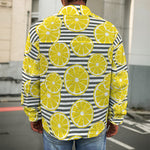 Lemon Striped Pattern Print Men's Shirt Jacket