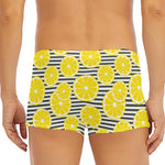 Lemon Striped Pattern Print Men's Short Boxer Briefs