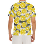 Lemon Striped Pattern Print Men's Short Sleeve Rash Guard