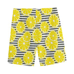 Lemon Striped Pattern Print Men's Sports Shorts