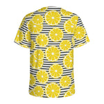 Lemon Striped Pattern Print Men's Sports T-Shirt