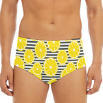Lemon Striped Pattern Print Men's Triangle Swim Briefs