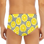 Lemon Striped Pattern Print Men's Triangle Swim Briefs