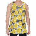 Lemon Striped Pattern Print Men's Velvet Tank Top