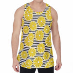 Lemon Striped Pattern Print Men's Velvet Tank Top