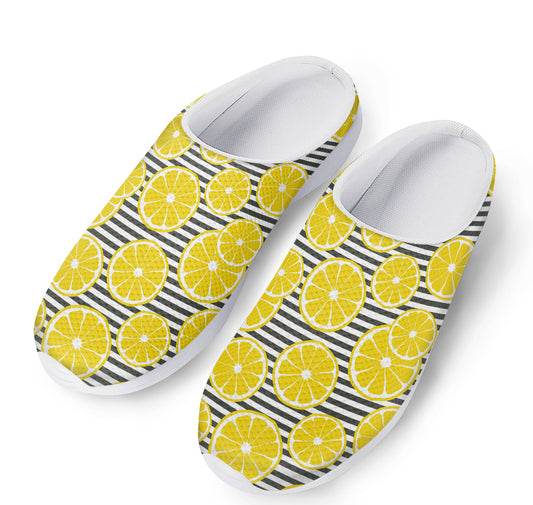 Lemon Striped Pattern Print Mesh Casual Shoes