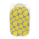Lemon Striped Pattern Print Mesh Laundry Hamper