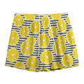 Lemon Striped Pattern Print Mesh Shorts