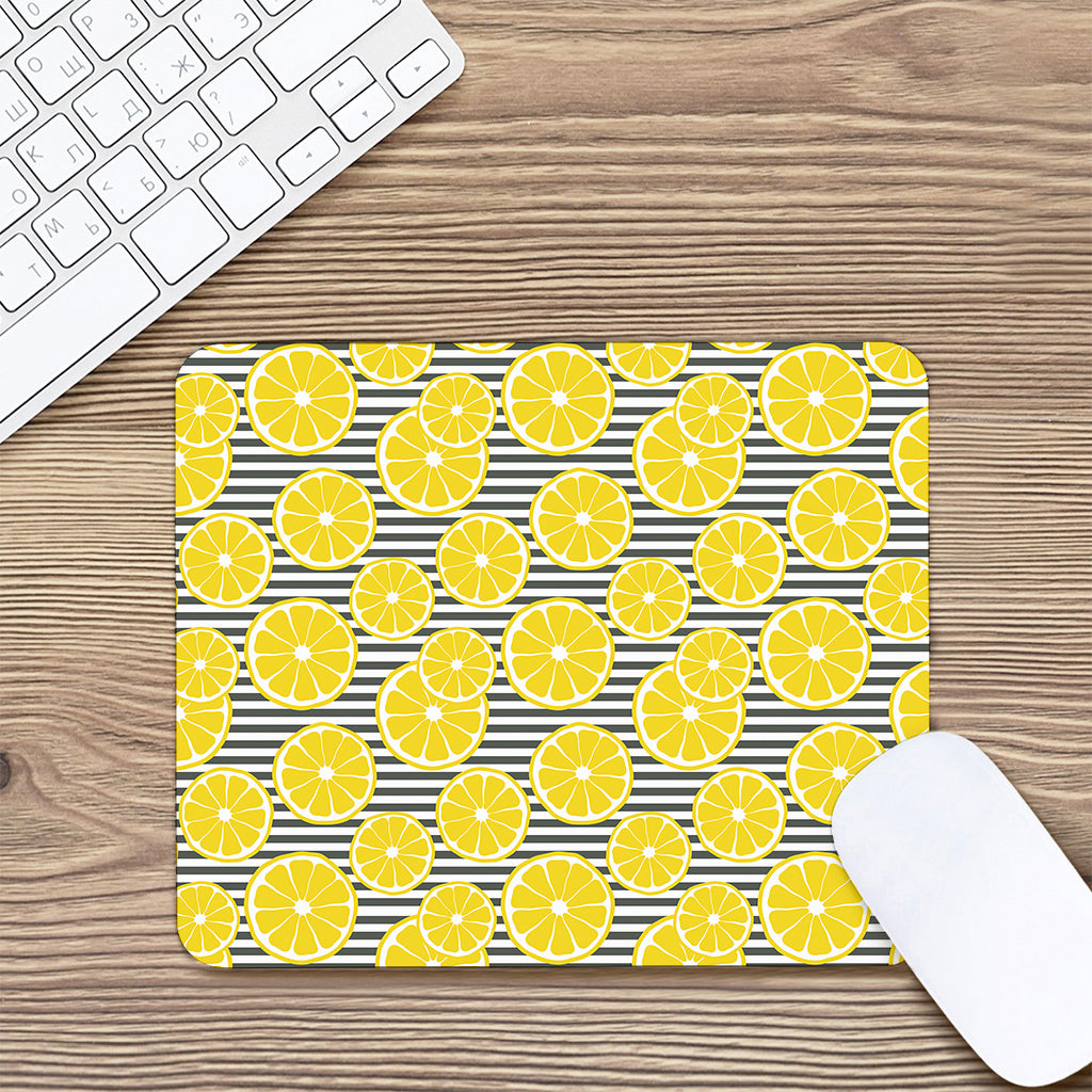 Lemon Striped Pattern Print Mouse Pad