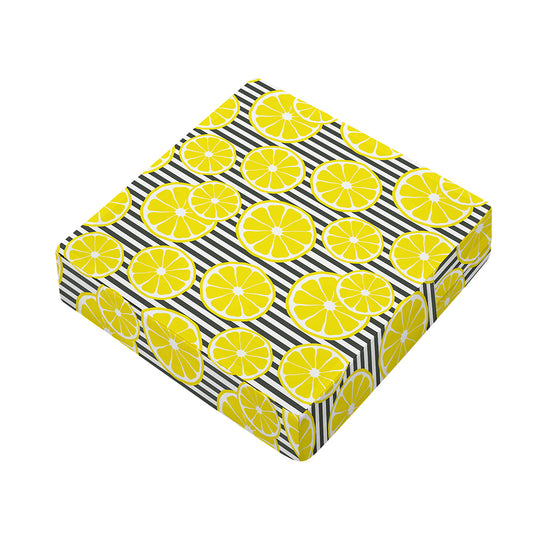 Lemon Striped Pattern Print Outdoor Seat Cushion Cover