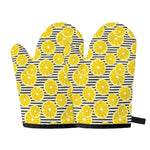 Lemon Striped Pattern Print Oven Mitts