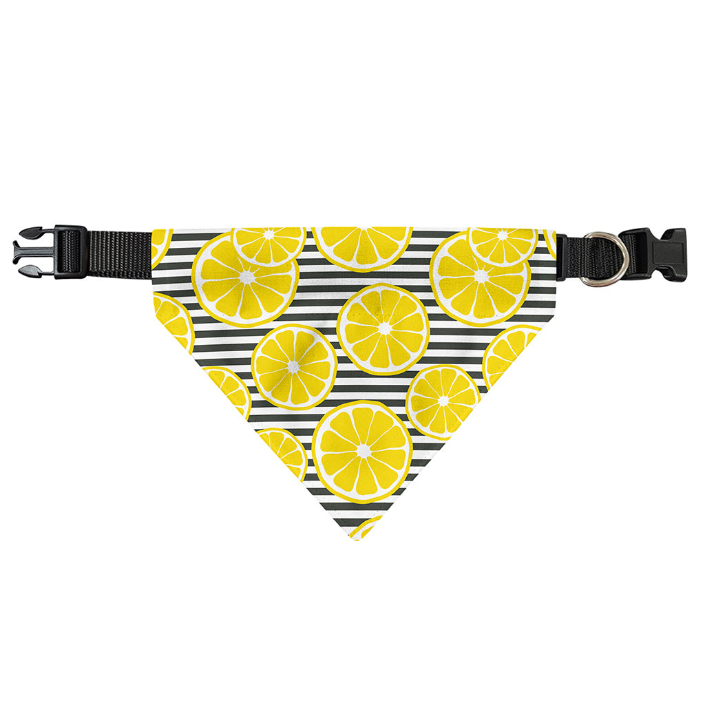 Lemon Striped Pattern Print Over The Collar Dog Bandana