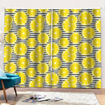 Lemon Striped Pattern Print Pencil Pleat Curtains
