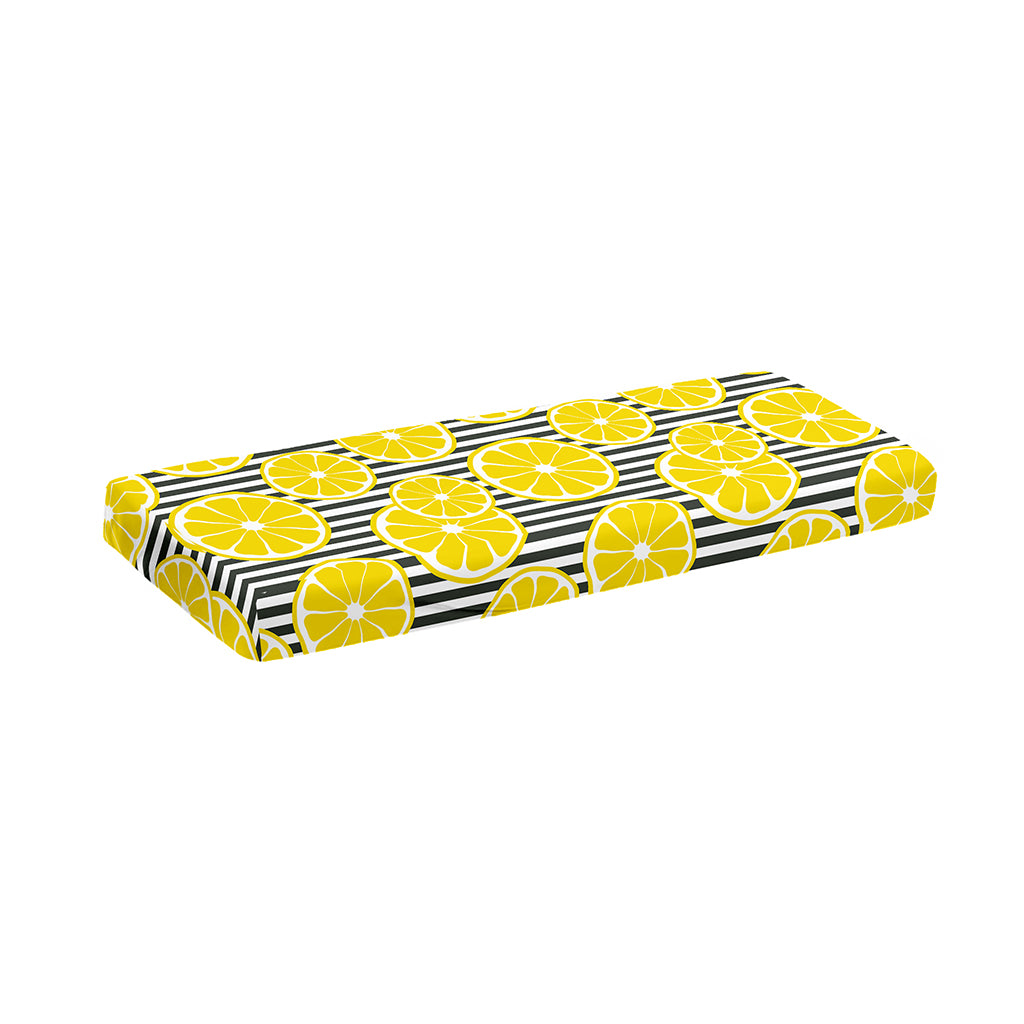 Lemon Striped Pattern Print Piano Keyboard Cover