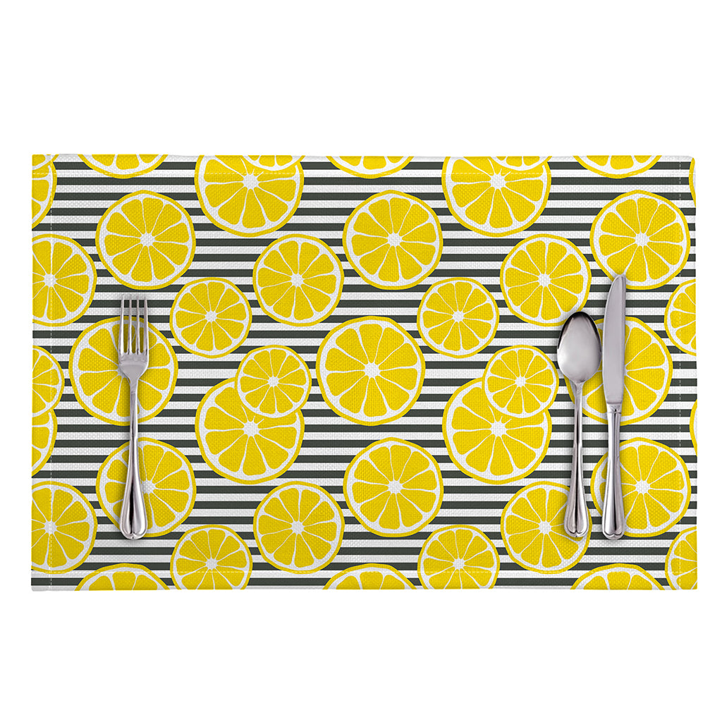 Lemon Striped Pattern Print Placemat