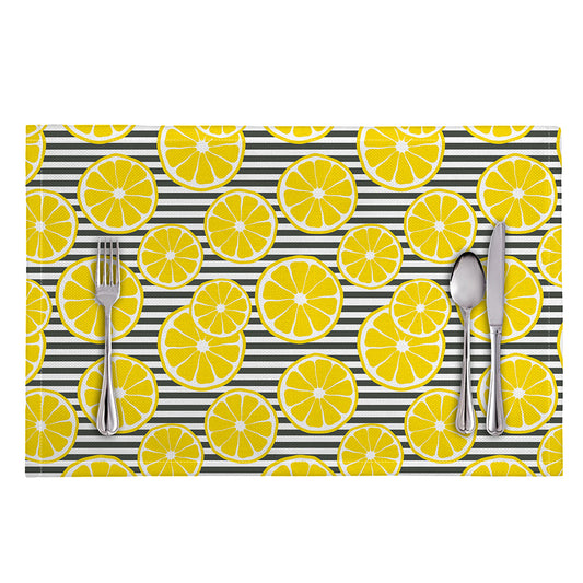 Lemon Striped Pattern Print Placemat