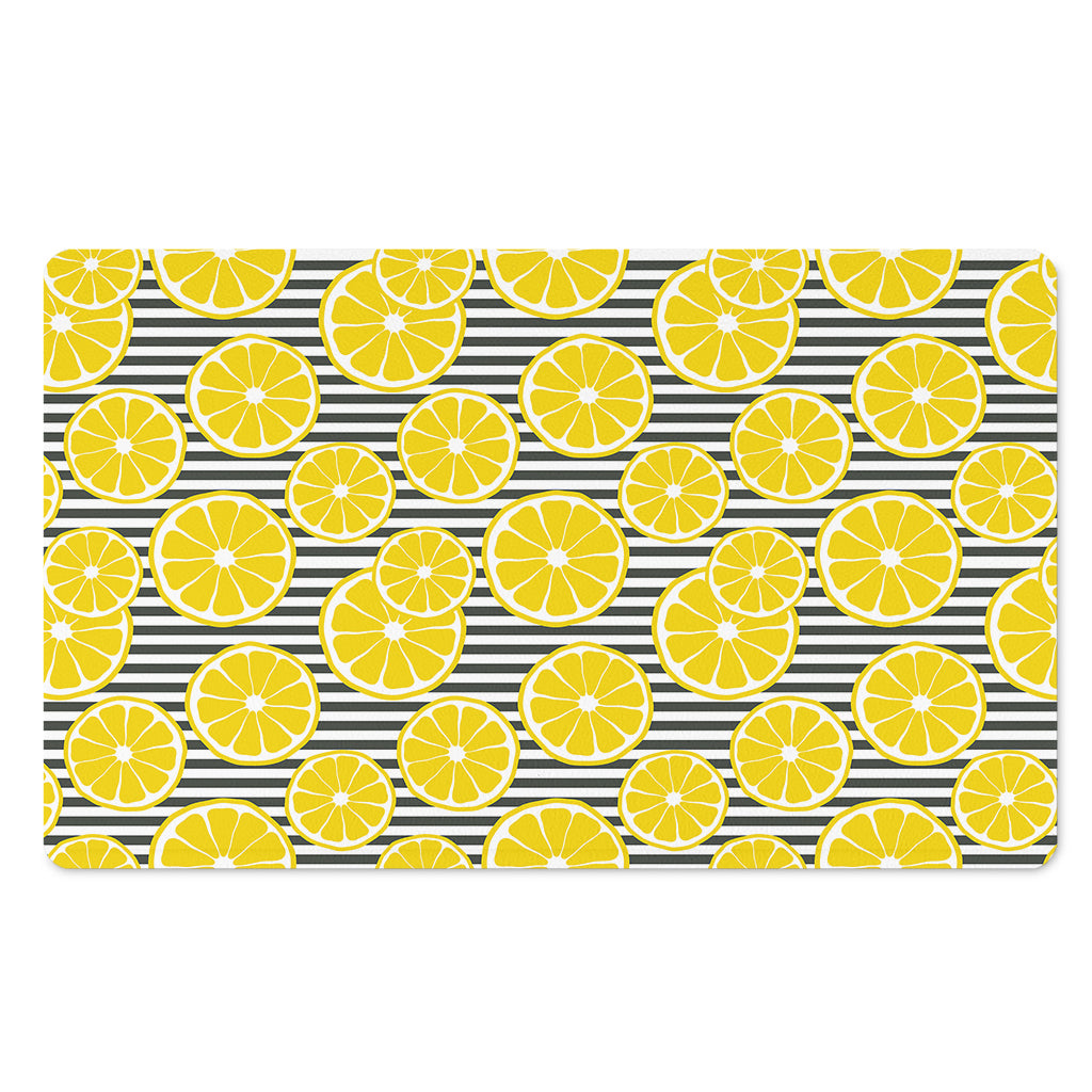 Lemon Striped Pattern Print Polyester Doormat