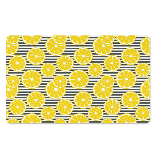 Lemon Striped Pattern Print Polyester Doormat