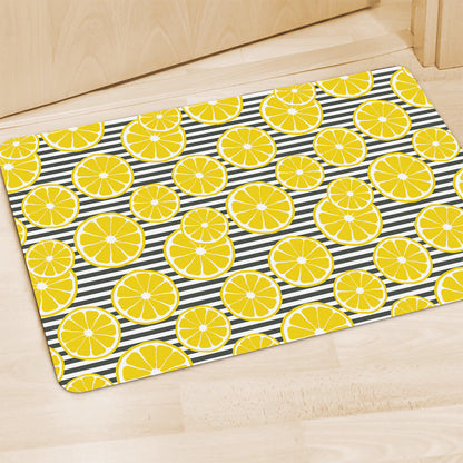 Lemon Striped Pattern Print Polyester Doormat